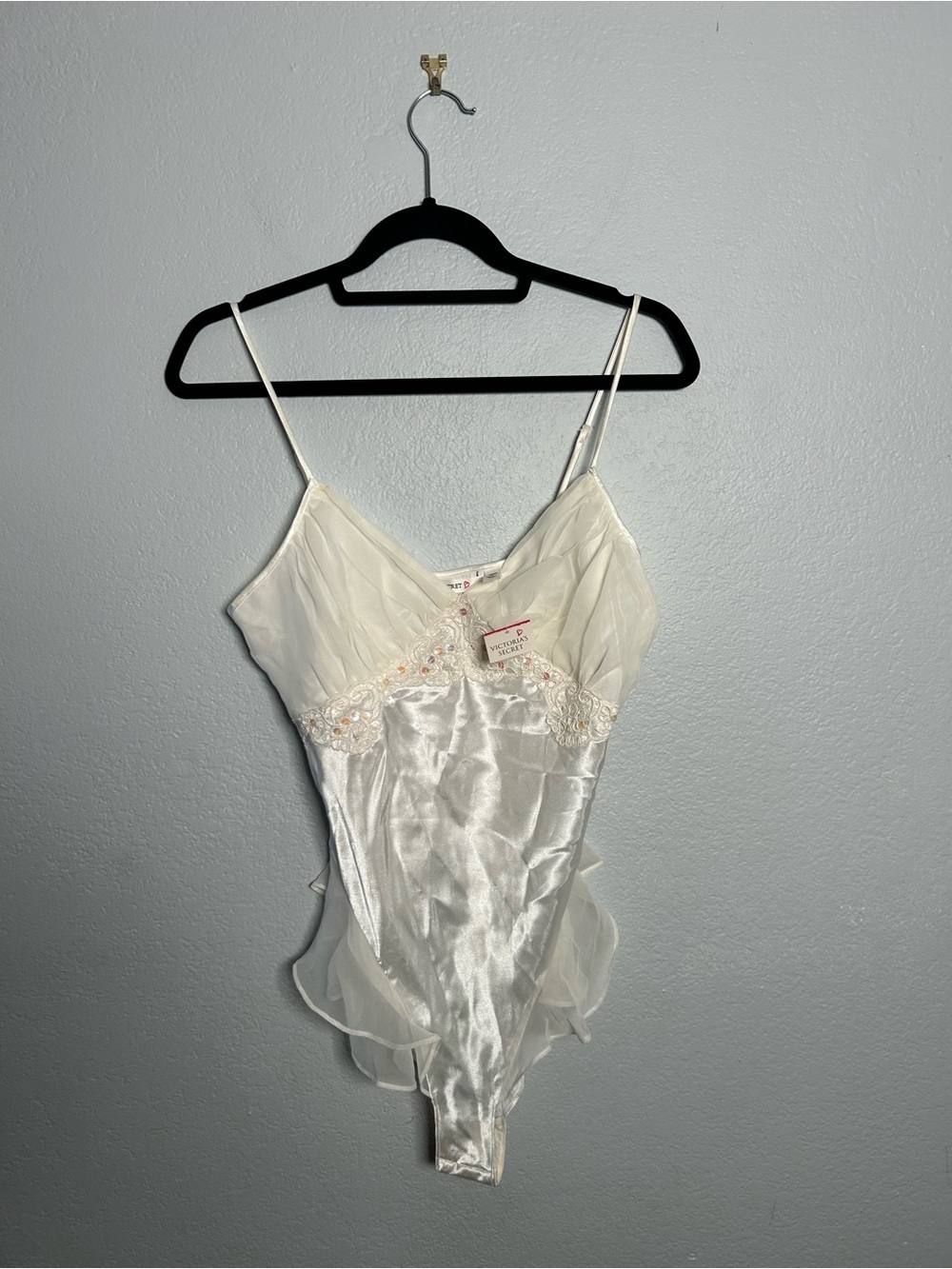NWT VINTAGE Victoria's Secret Ivory Satin & Lace Teddy Bodysuit Bridal Medium